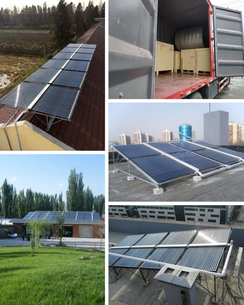 installation of solar powered water heating kit for different client, save energy and reduce energy bill