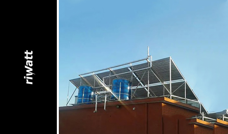 complete set solar system well install on rootop with 2 pcs 5000l water storage tanks, with butterfly solar thermal collectors and pumping and controlling systems