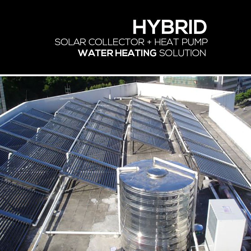 Commercial and industrial solar heating system hybrid with a heat pump, ensuring 24/7 operation. RIWATT — your professional solar hot water heating system manufacturer and provider.